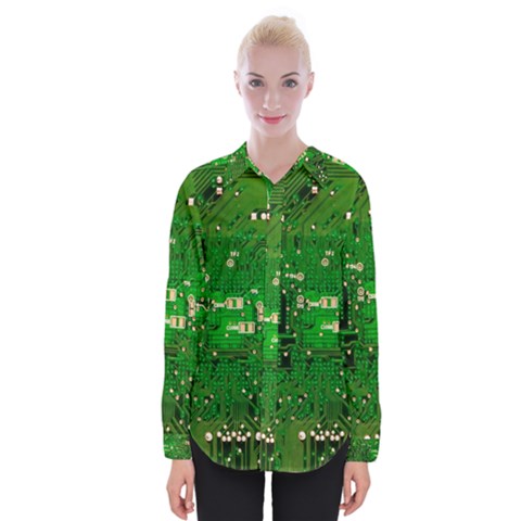 Background Green Board Business Womens Long Sleeve Shirt by Pakrebo