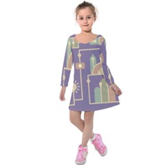 Background Infographic Travel Kids  Long Sleeve Velvet Dress by Pakrebo