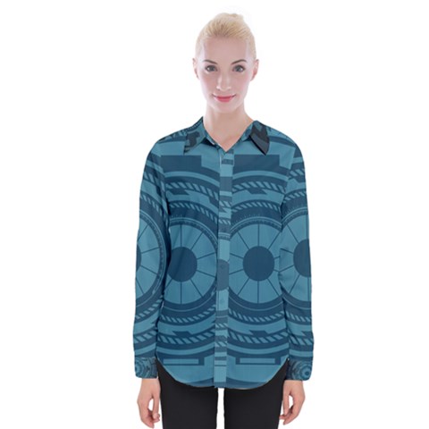 Technology Background Binary Womens Long Sleeve Shirt by Pakrebo