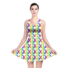 Retro Rainbow Gradient Peace Symbol Reversible Skater Dress by Pakrebo