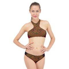 Celtic Spiritual Pattern Art High Neck Bikini Set by Pakrebo