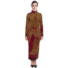 Celtic Spiritual Pattern Art Turtleneck Maxi Dress by Pakrebo