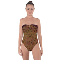 Celtic Spiritual Pattern Art Tie Back One Piece Swimsuit by Pakrebo