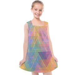 Triangle Pattern Mosaic Shape Kids  Cross Back Dress by Pakrebo