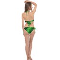 Green Abstract Fractal Background Cross Front Halter Bikini Set View2