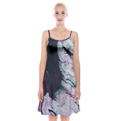 Color Acrylic Paint Art Painting Spaghetti Strap Velvet Dress by Pakrebo