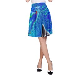 Paint Acrylic Paint Art Colorful Blue A-line Skirt by Pakrebo