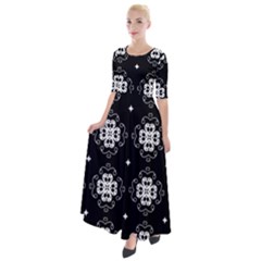 Ornament Flowers Seamless Geometric Half Sleeves Maxi Dress by Pakrebo