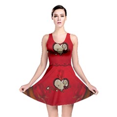 Beautiful Elegant Hearts With Roses Reversible Skater Dress by FantasyWorld7