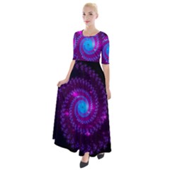 Fractal Spiral Space Galaxy Half Sleeves Maxi Dress by Pakrebo