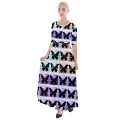 Seamless Wallpaper Butterfly Pattern Half Sleeves Maxi Dress by Pakrebo