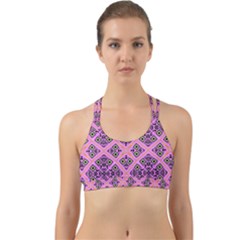 Seamless Wallpaper Geometric Pink Back Web Sports Bra by Pakrebo