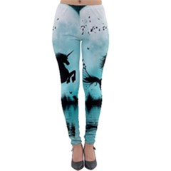 Wonderful Unicorn Silhouette In The Night Lightweight Velour Leggings by FantasyWorld7