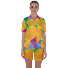 Geometry Nothing Color Satin Short Sleeve Pyjamas Set by Mariart