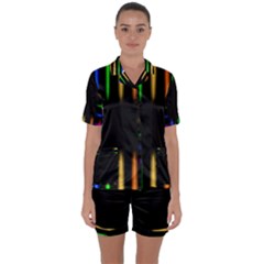 Neon Light Abstract Pattern Satin Short Sleeve Pyjamas Set by Mariart