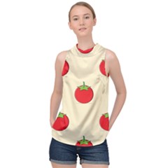 Fresh Tomato High Neck Satin Top by HermanTelo