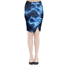 Electricity Blue Brightness Midi Wrap Pencil Skirt by HermanTelo