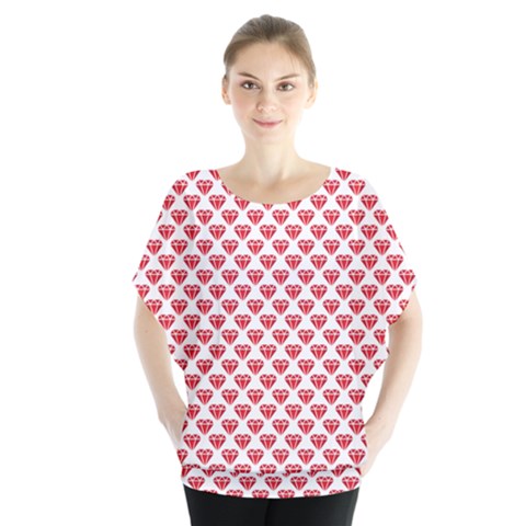 Red Diamond Batwing Chiffon Blouse by HermanTelo