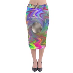 Rainbow Plasma Neon Velvet Midi Pencil Skirt by HermanTelo