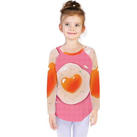 Omelette Heart Pink Valentine Kids  Long Sleeve Tee by Bajindul