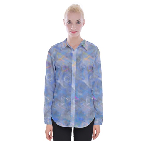 Abstract Triangles Geometric Womens Long Sleeve Shirt by Bajindul