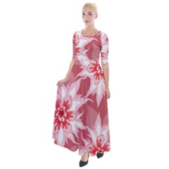 Flower Leaf Nature Flora Floral Half Sleeves Maxi Dress by Pakrebo