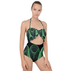 Abstract Desktop Background Green Scallop Top Cut Out Swimsuit by Pakrebo