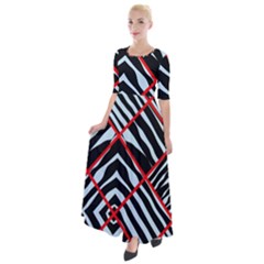 Model Abstract Texture Geometric Half Sleeves Maxi Dress by Pakrebo