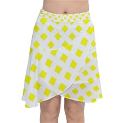 Yellow White Chiffon Wrap Front Skirt by HermanTelo