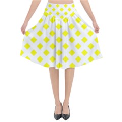 Yellow White Flared Midi Skirt by HermanTelo