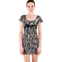 Circle Plasma Artistically Abstract Short Sleeve Bodycon Dress by Bajindul