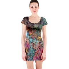 Oil Paint Short Sleeve Bodycon Dress by Bajindul