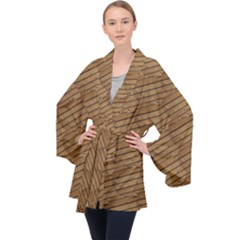 Wood Texture Wooden Velvet Kimono Robe by HermanTelo