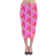 Fresh Watermelon Slices Velvet Midi Pencil Skirt by VeataAtticus