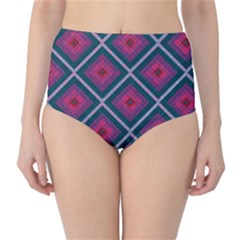 Purple Textile And Fabric Pattern Classic High-waist Bikini Bottoms by Pakrebo