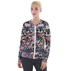 Graffiti Wall Background Velour Zip Up Jacket by Pakrebo