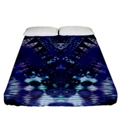 Blue Fractal Lace Tie Dye Fitted Sheet (california King Size) by KirstenStar