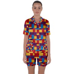 Lego Background Game Satin Short Sleeve Pyjamas Set by Mariart