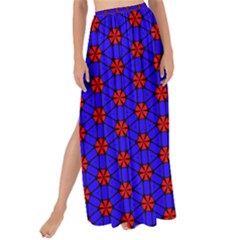 Blue Pattern Red Texture Maxi Chiffon Tie-up Sarong by Mariart