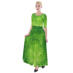 Pagan Mandala Seamless Tileable Green Half Sleeves Maxi Dress by Pakrebo