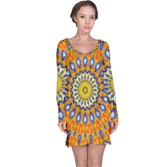 Fractal Kaleidoscope Mandala Long Sleeve Nightdress by Pakrebo