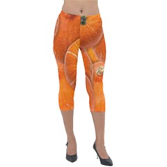 Pumpkin Halloween Fall Thanksgiving Lightweight Velour Capri Leggings  by Pakrebo