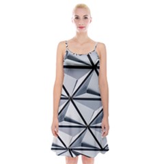 White Architectural Structure Spaghetti Strap Velvet Dress by Pakrebo