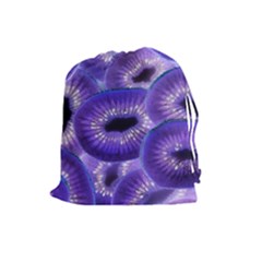 Sliced Kiwi Fruits Purple Drawstring Pouch (large) by Pakrebo