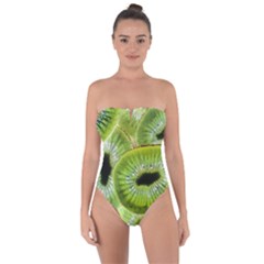 Sliced Kiwi Fruits Green Tie Back One Piece Swimsuit by Pakrebo