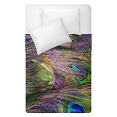 Green Purple And Blue Peacock Feather Digital Wallpaper Duvet Cover Double Side (single Size) by Pakrebo