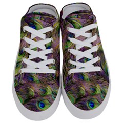 Green Purple And Blue Peacock Feather Digital Wallpaper Half Slippers by Pakrebo