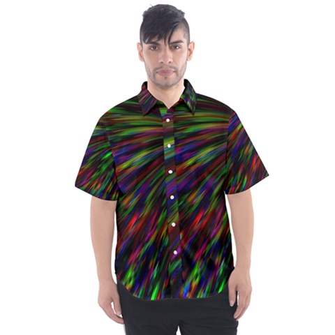 Explosion Fireworks Rainbow Men s Short Sleeve Shirt by Bajindul