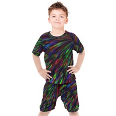 Explosion Fireworks Rainbow Kids  Tee And Shorts Set by Bajindul