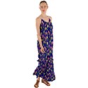 Flowers Roses Blue Cami Maxi Ruffle Chiffon Dress View1